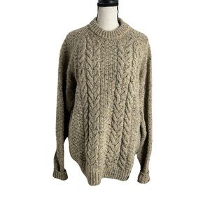 Finisterre Fisherman's Cable Knit Wool Sweater Small/ Med Tan unisex